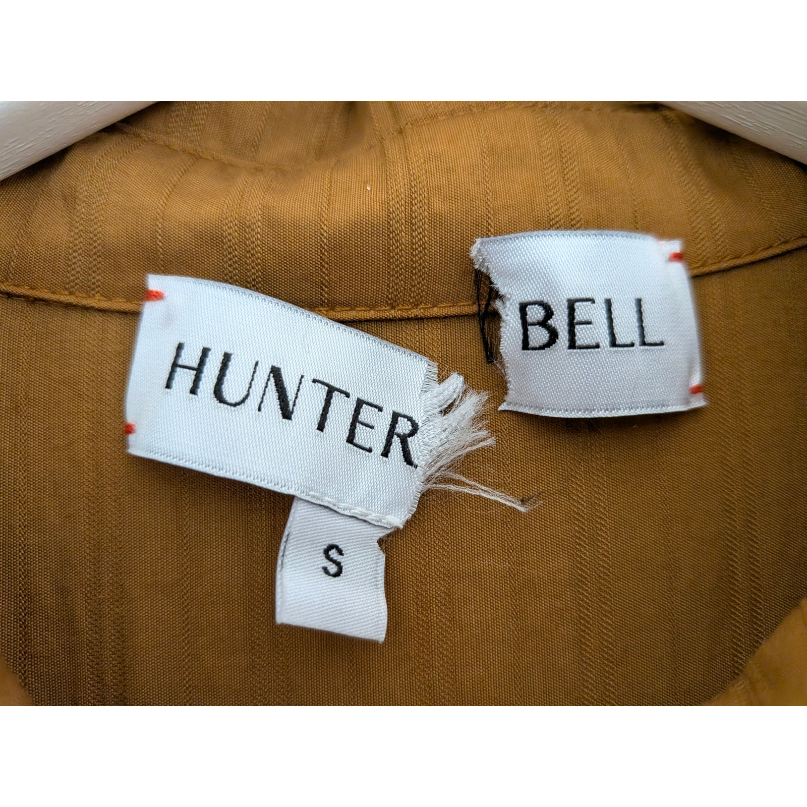 Hunter Bell Euc Button Front Midi Dress Tassel Waist Size Small Mustard Brown — image 6 of 6